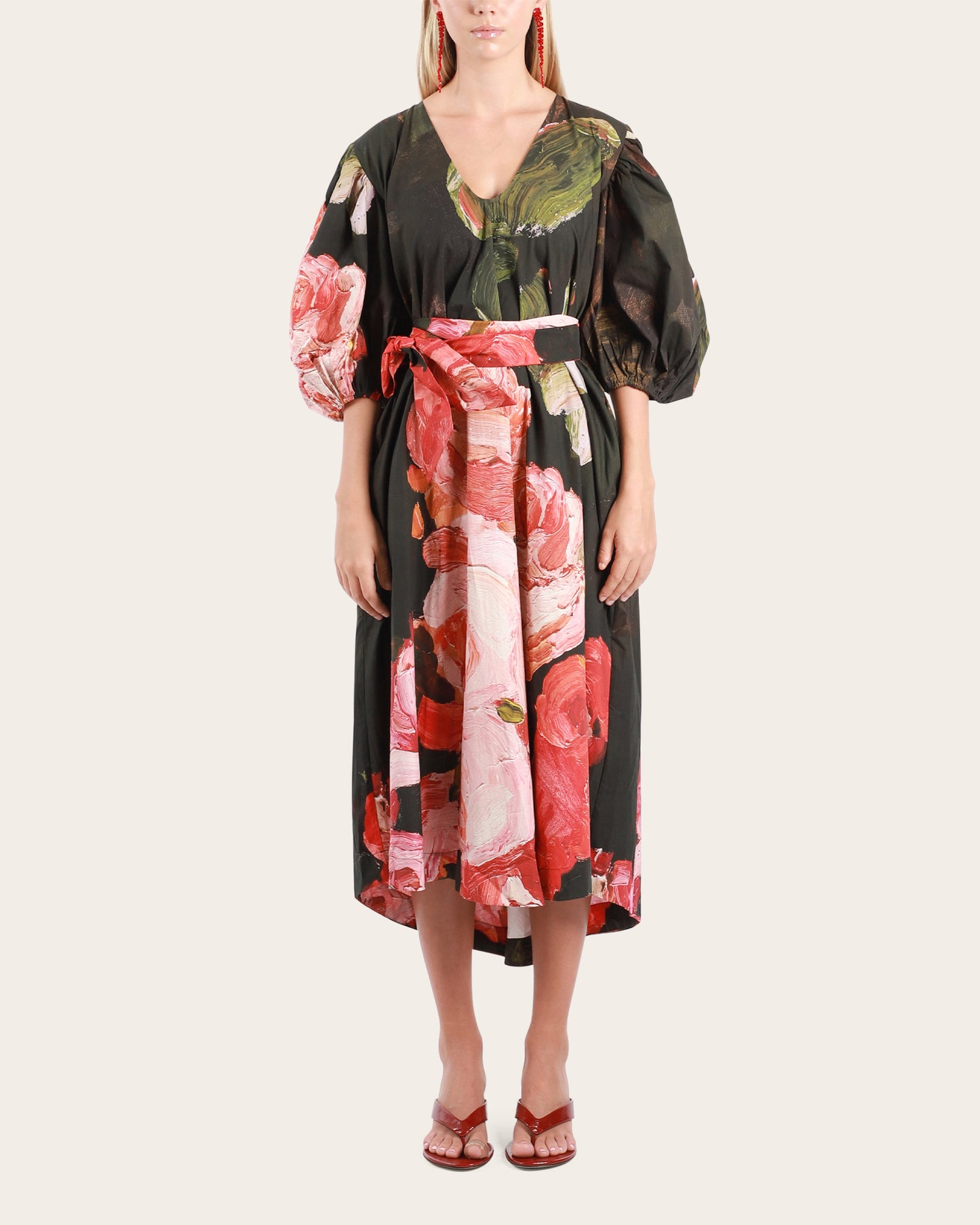 Red Roses Smock Dress