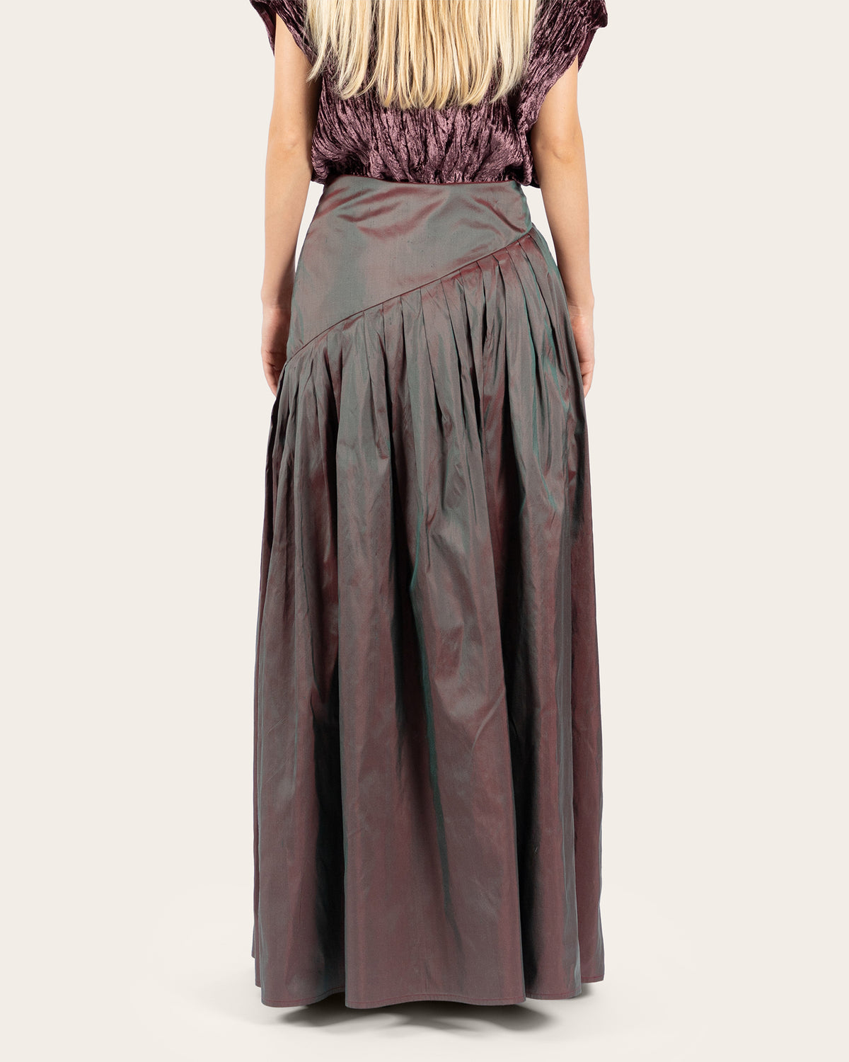 Pleat Basque Silk Skirt