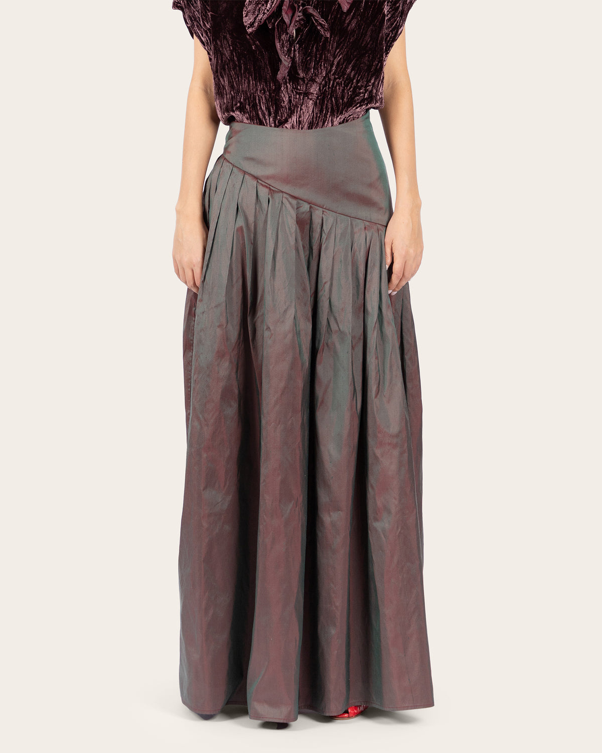 Pleat Basque Silk Skirt