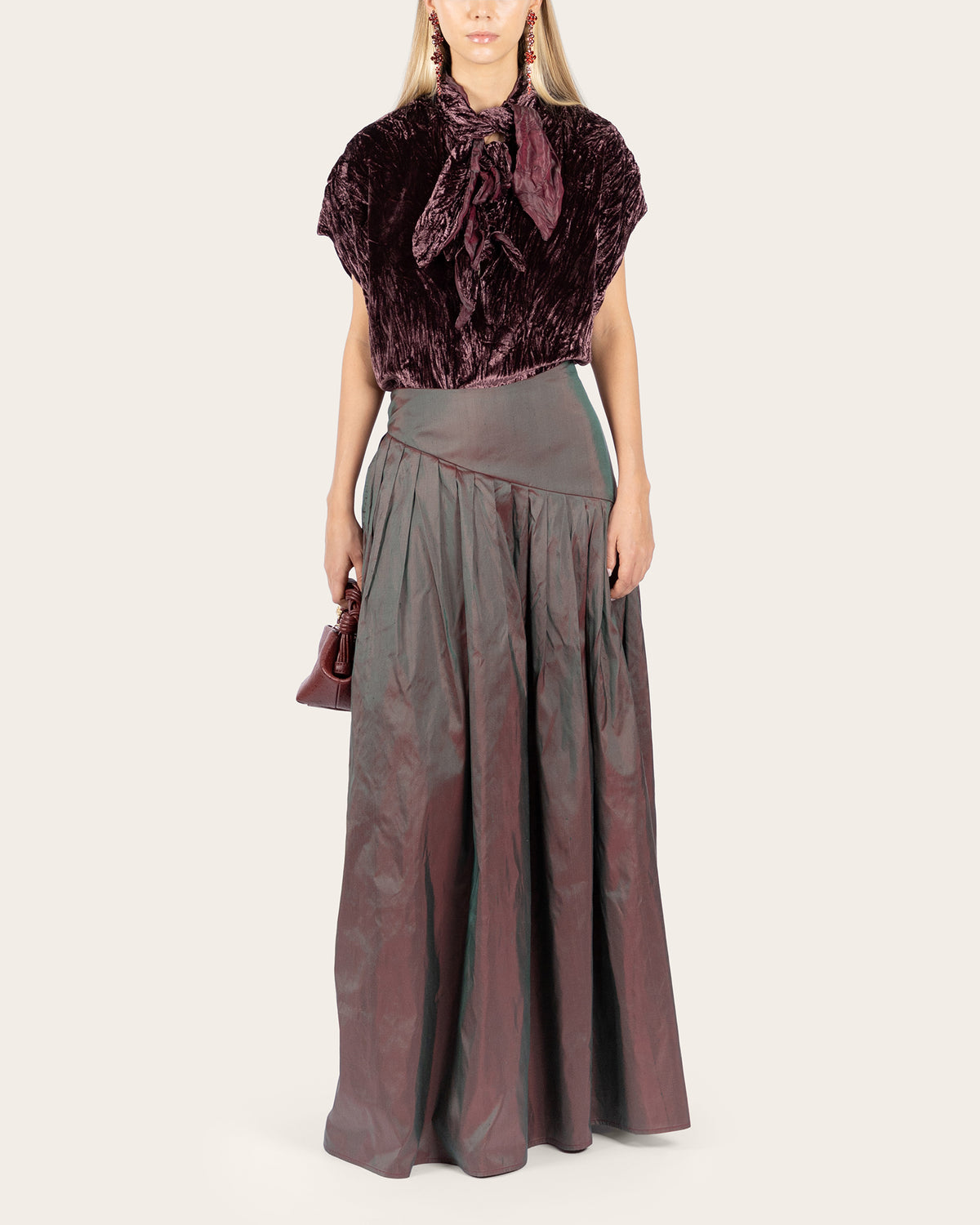 Pleat Basque Silk Skirt