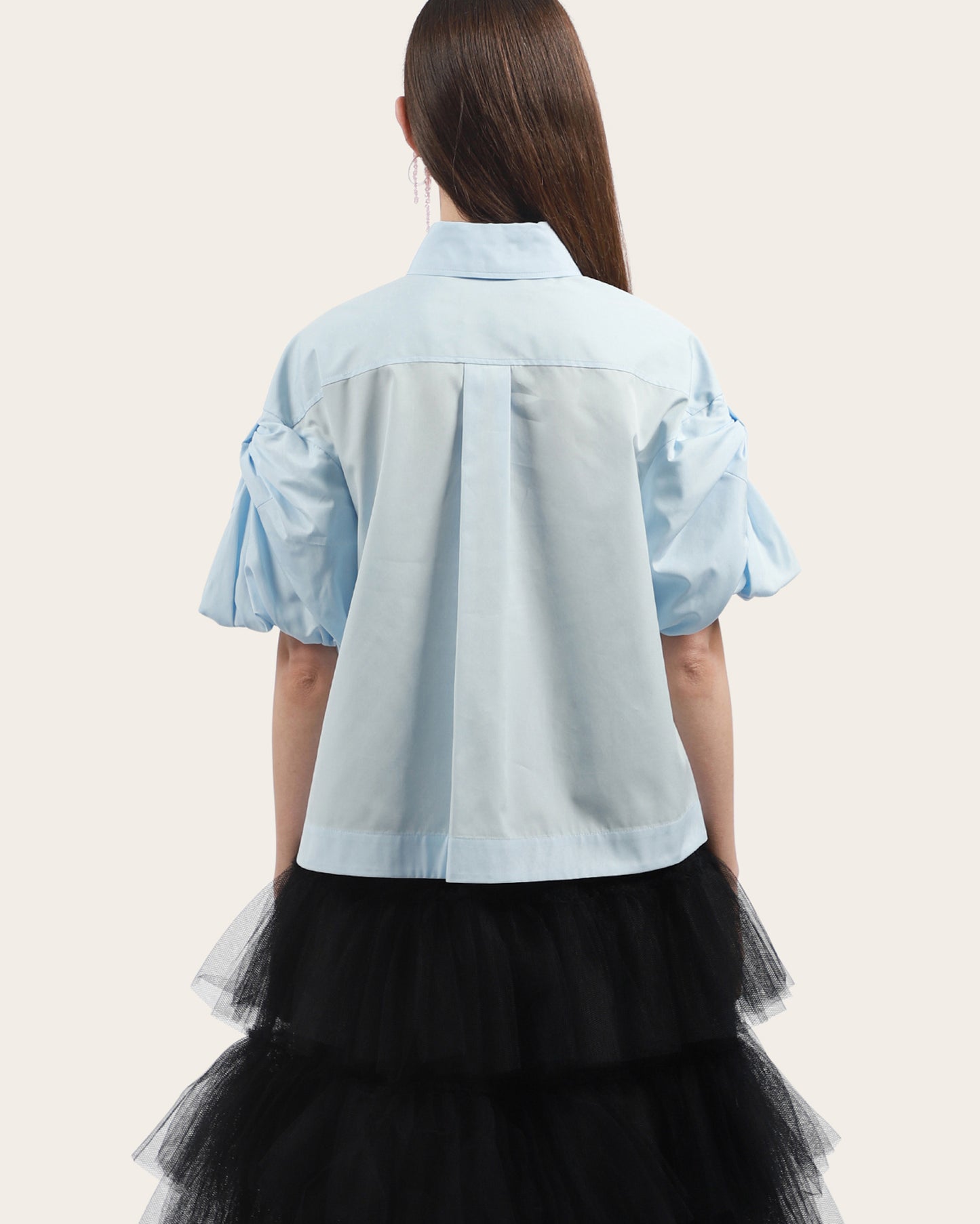 Cropped Puff Bow Sleeve