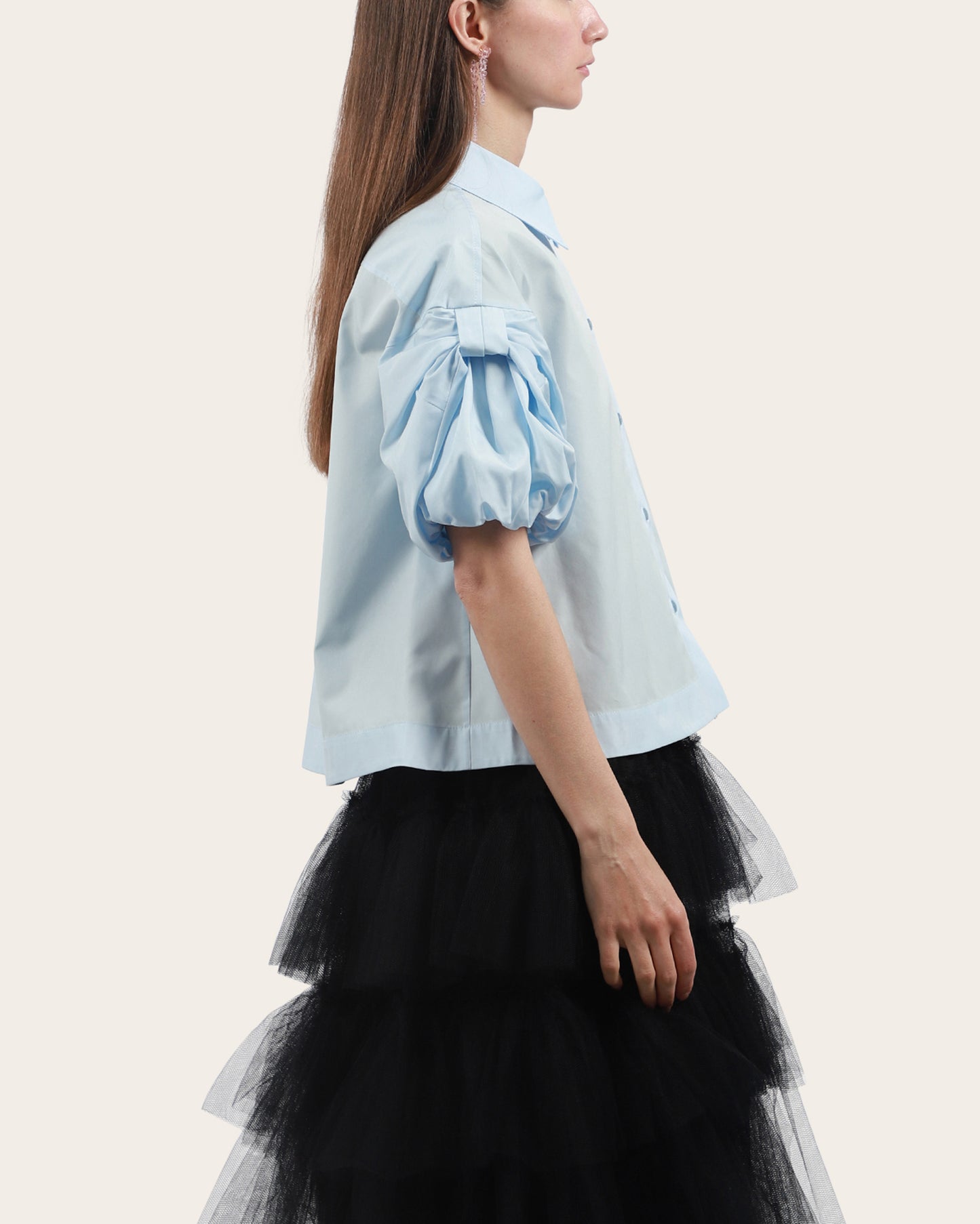 Cropped Puff Bow Sleeve