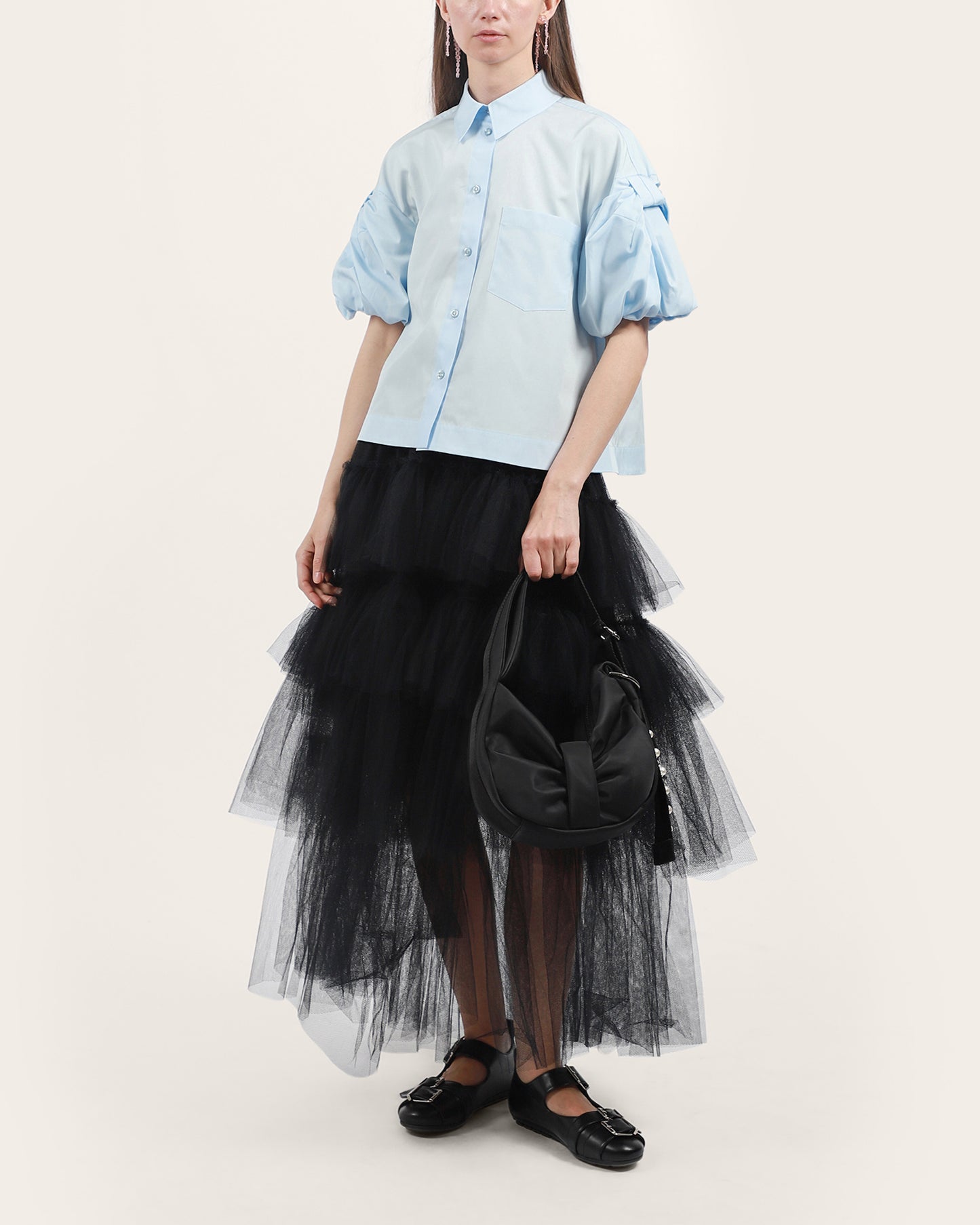 Cropped Puff Bow Sleeve