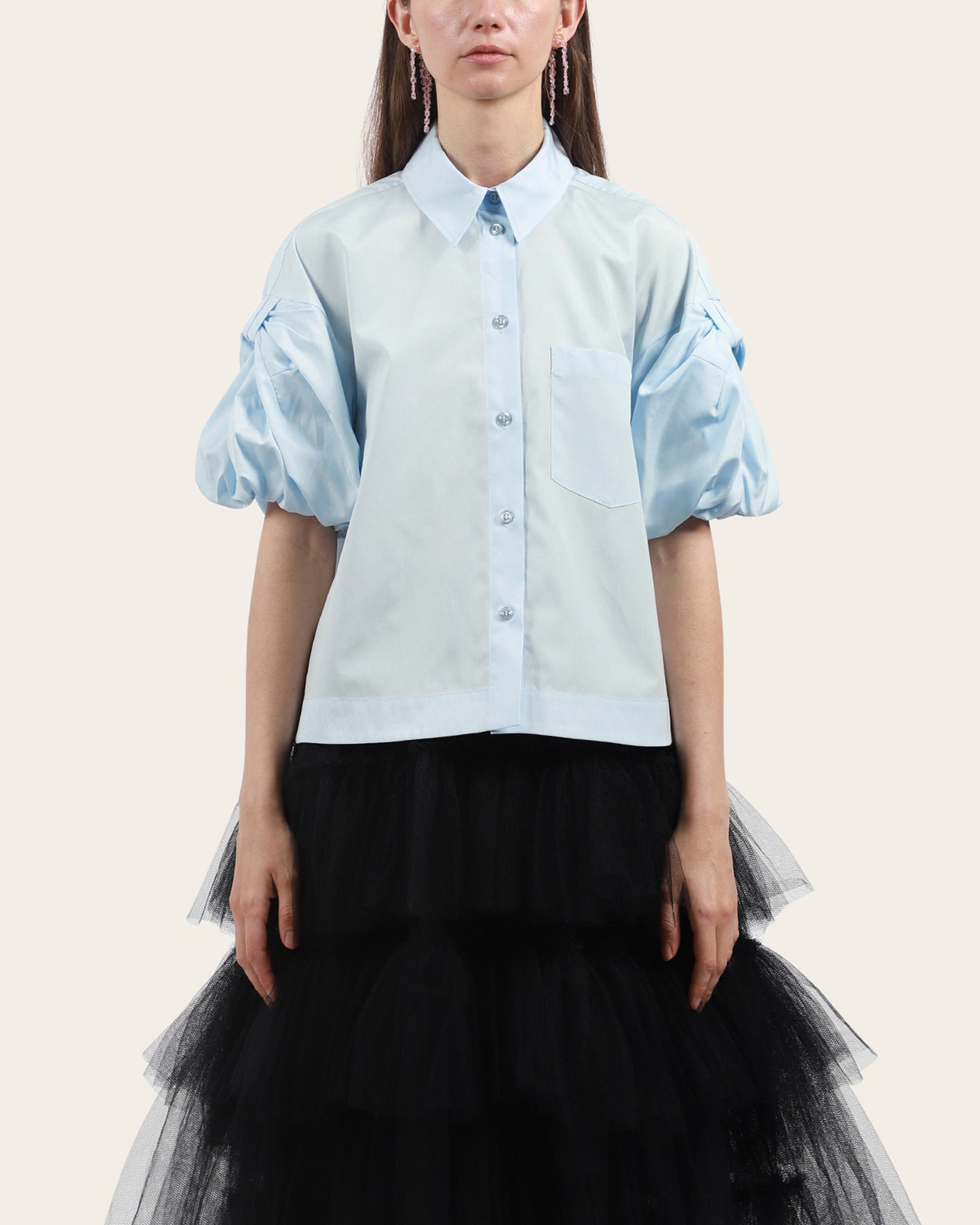 Cropped Puff Bow Sleeve