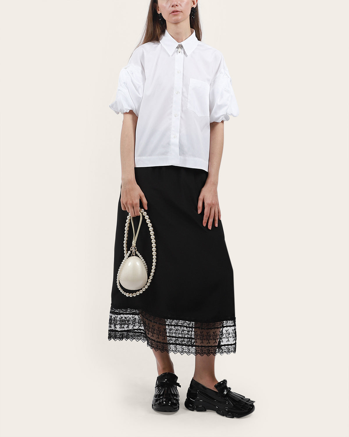 Cropped Puff Bow Sleeve