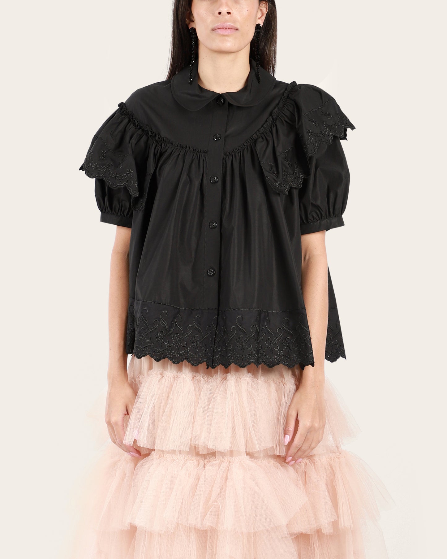 Cropped Puff Sleeve Shirt