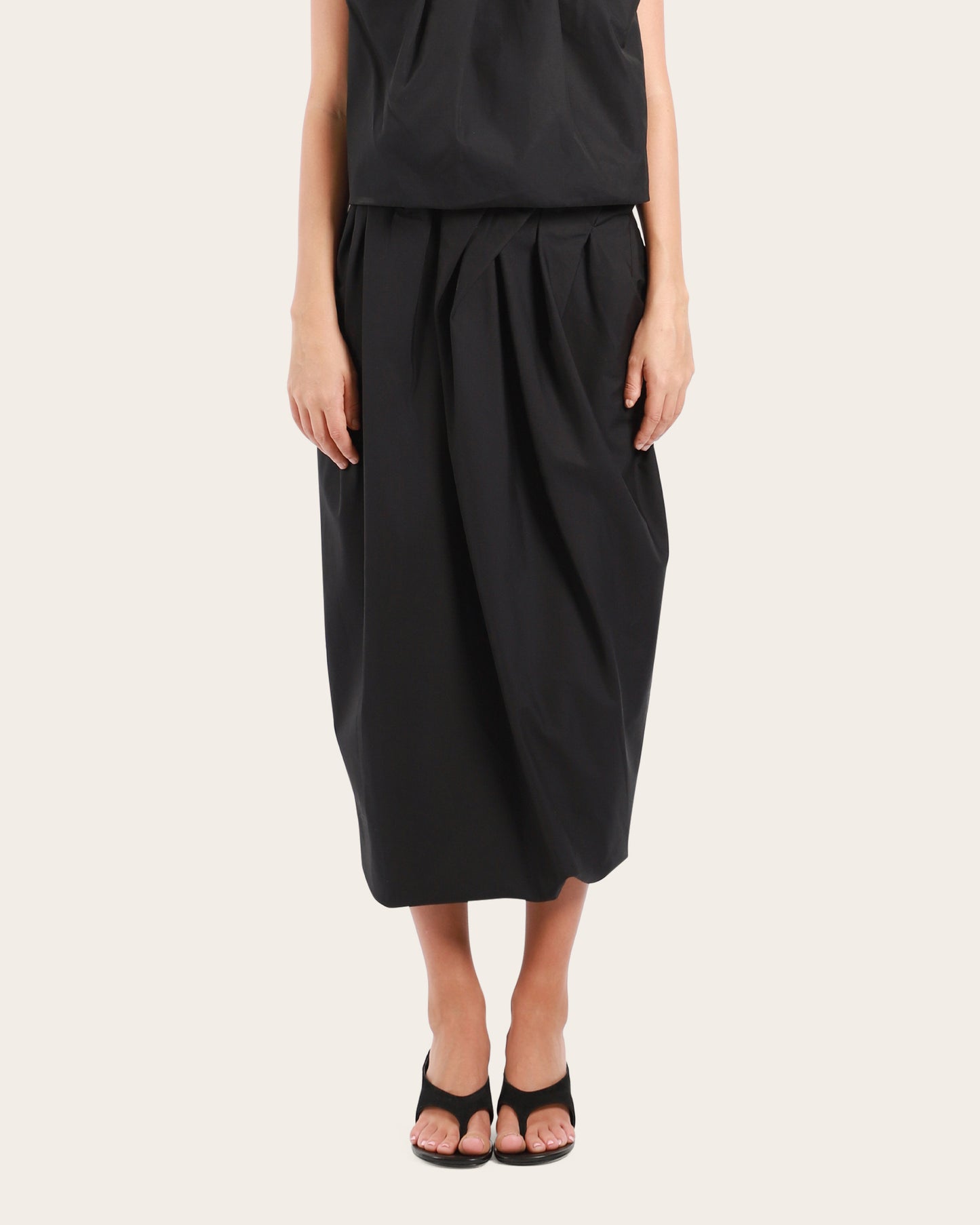 Pleated Waist Pencil Skirt