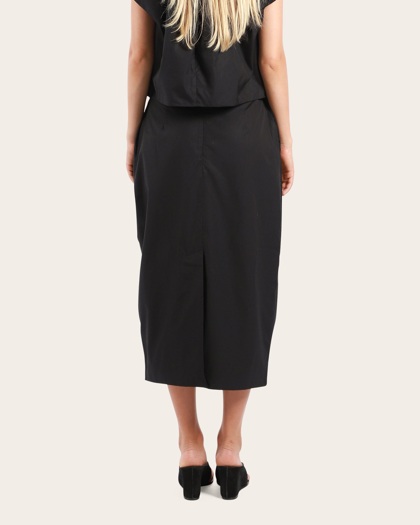 Pleated Waist Pencil Skirt