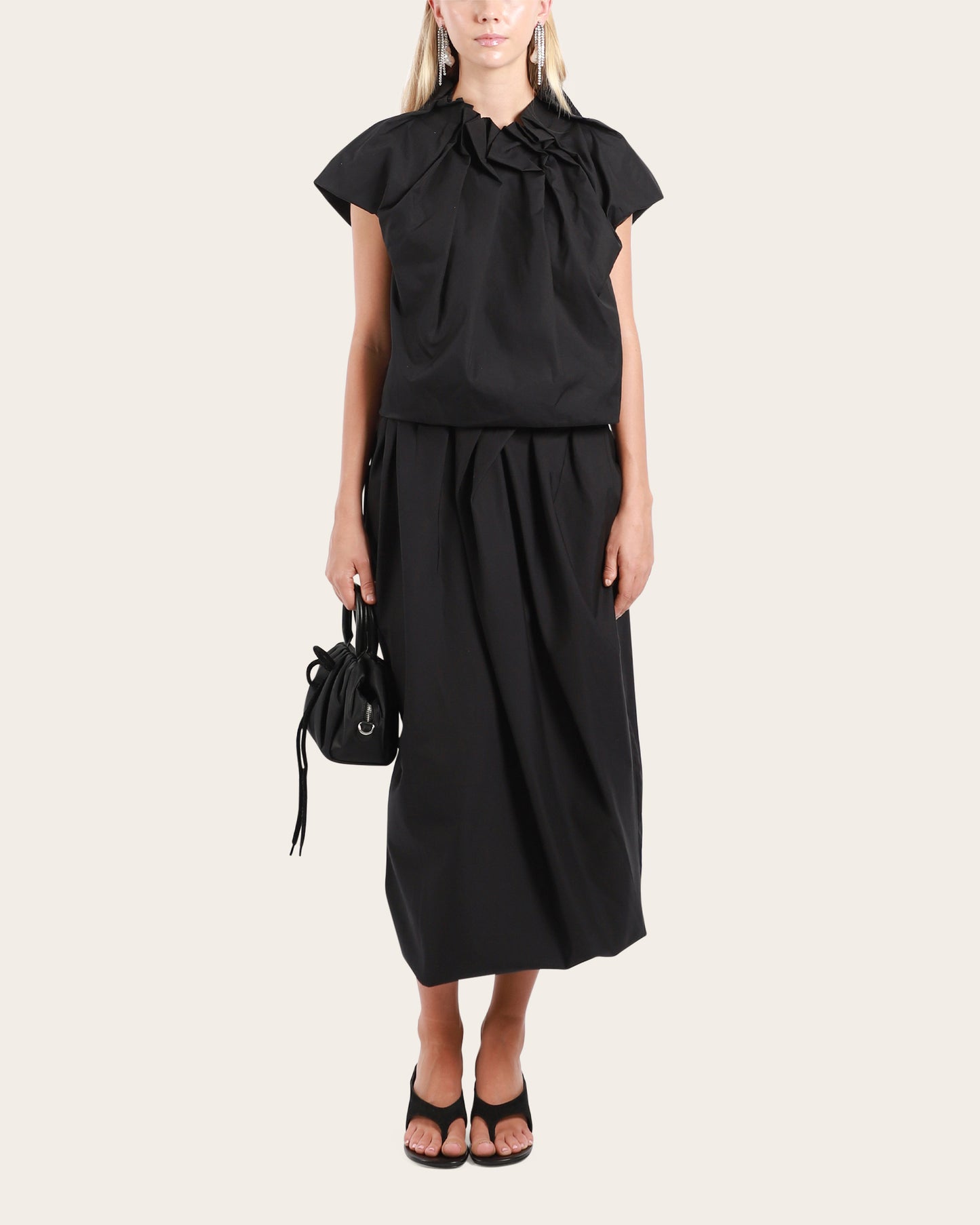 Pleated Waist Pencil Skirt