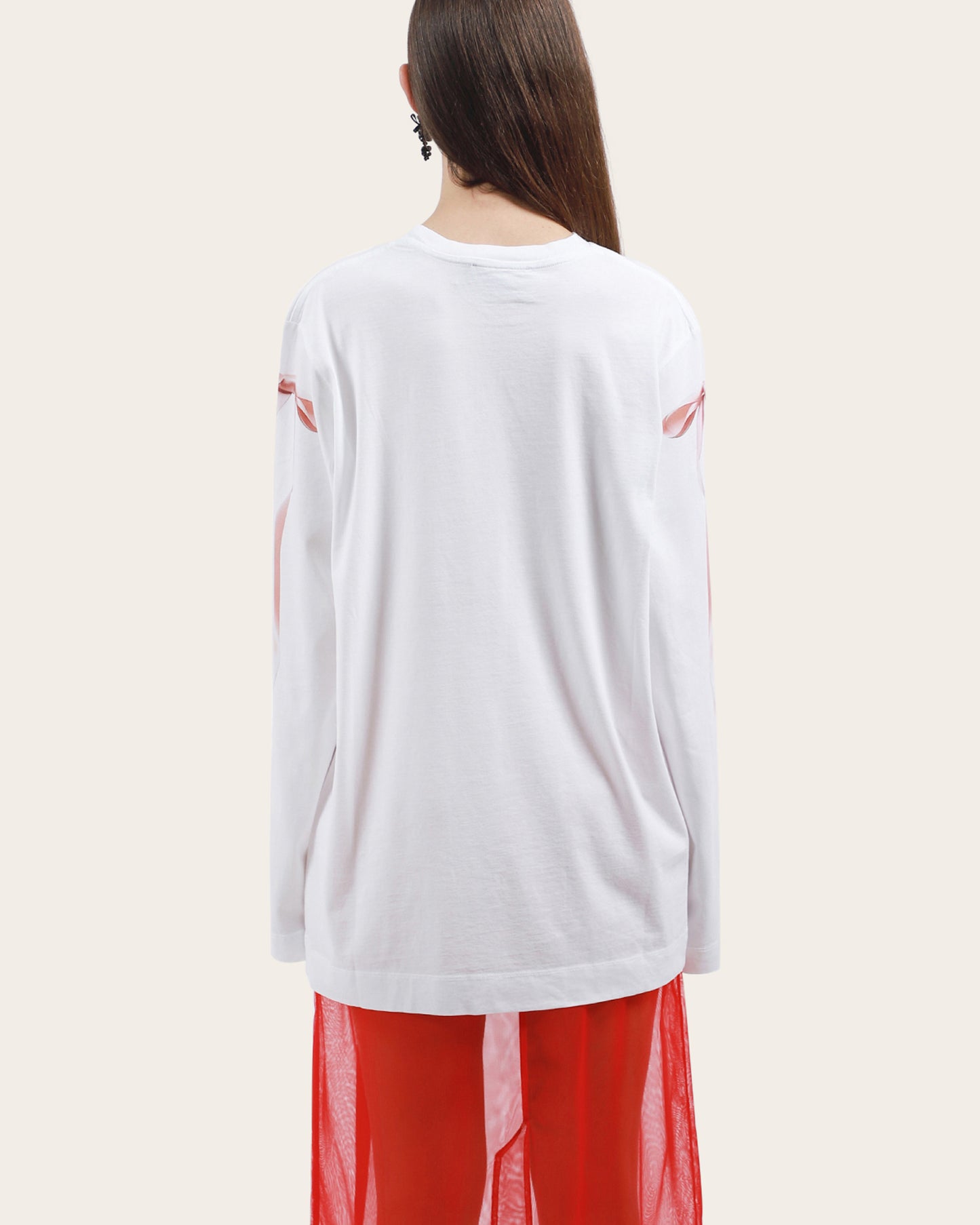 Ribbon Print Long Sleeve T-Shirt