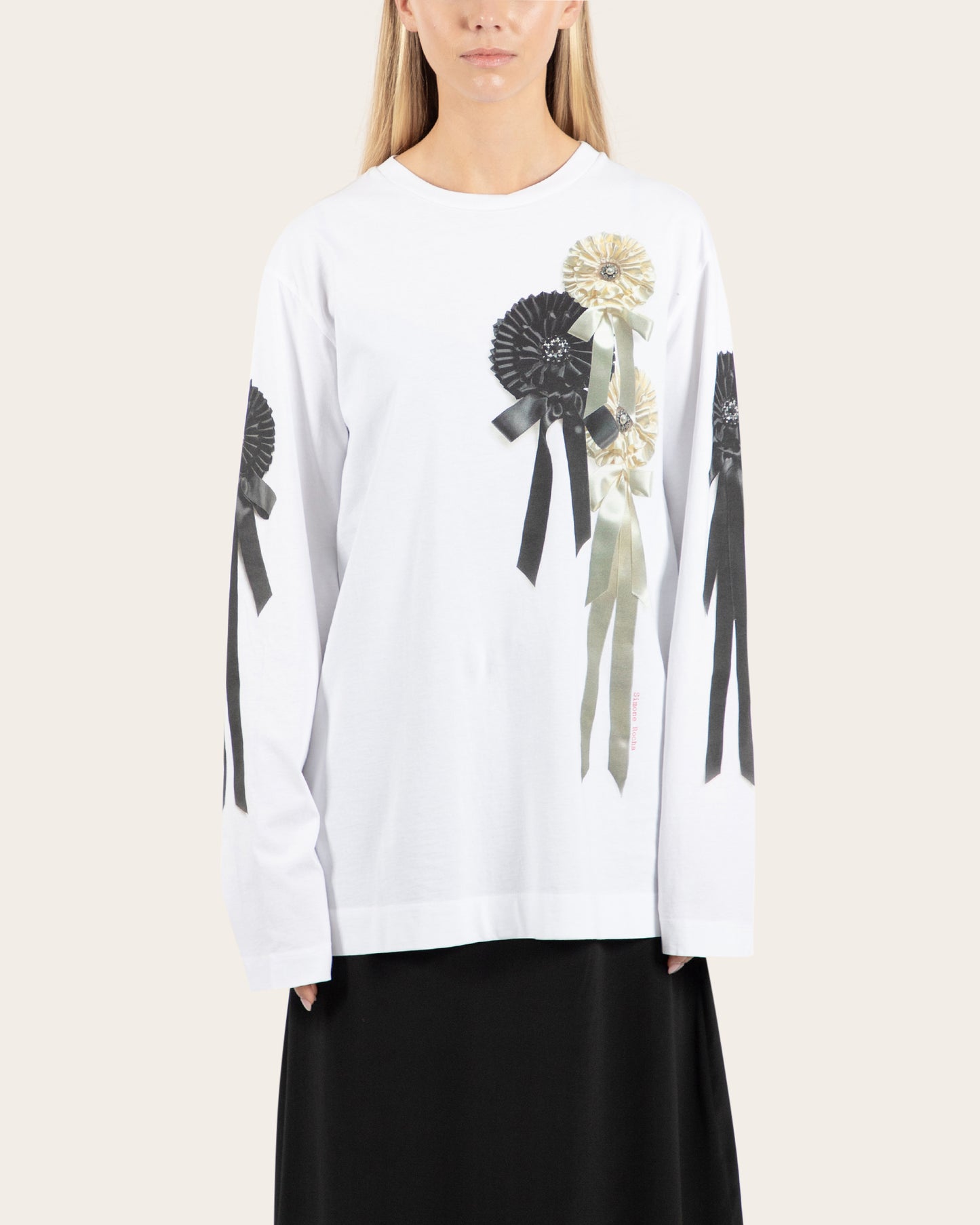 Ribbon Rosette Print Long Sleeve T-Shirt