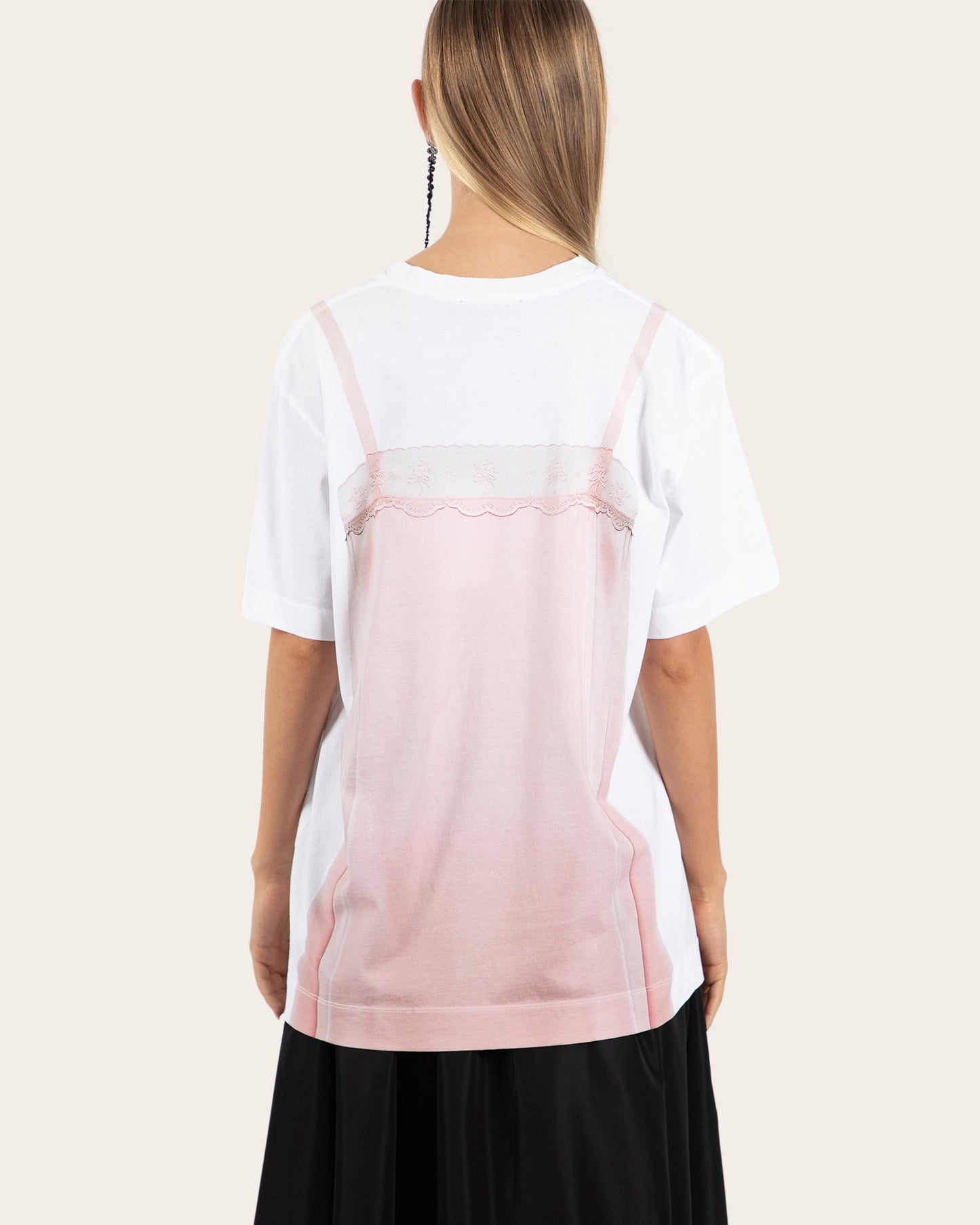 Satin Slip Dress Trompe L'Oeil Print T-Shirt