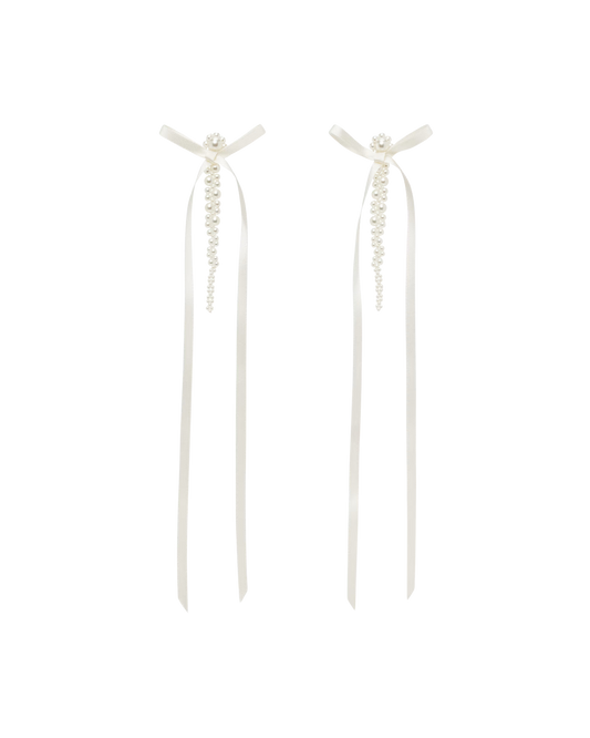 Slim Bow Ribbon Drip Earrings