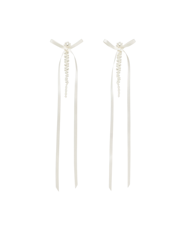 Slim Bow Ribbon Drip Earrings