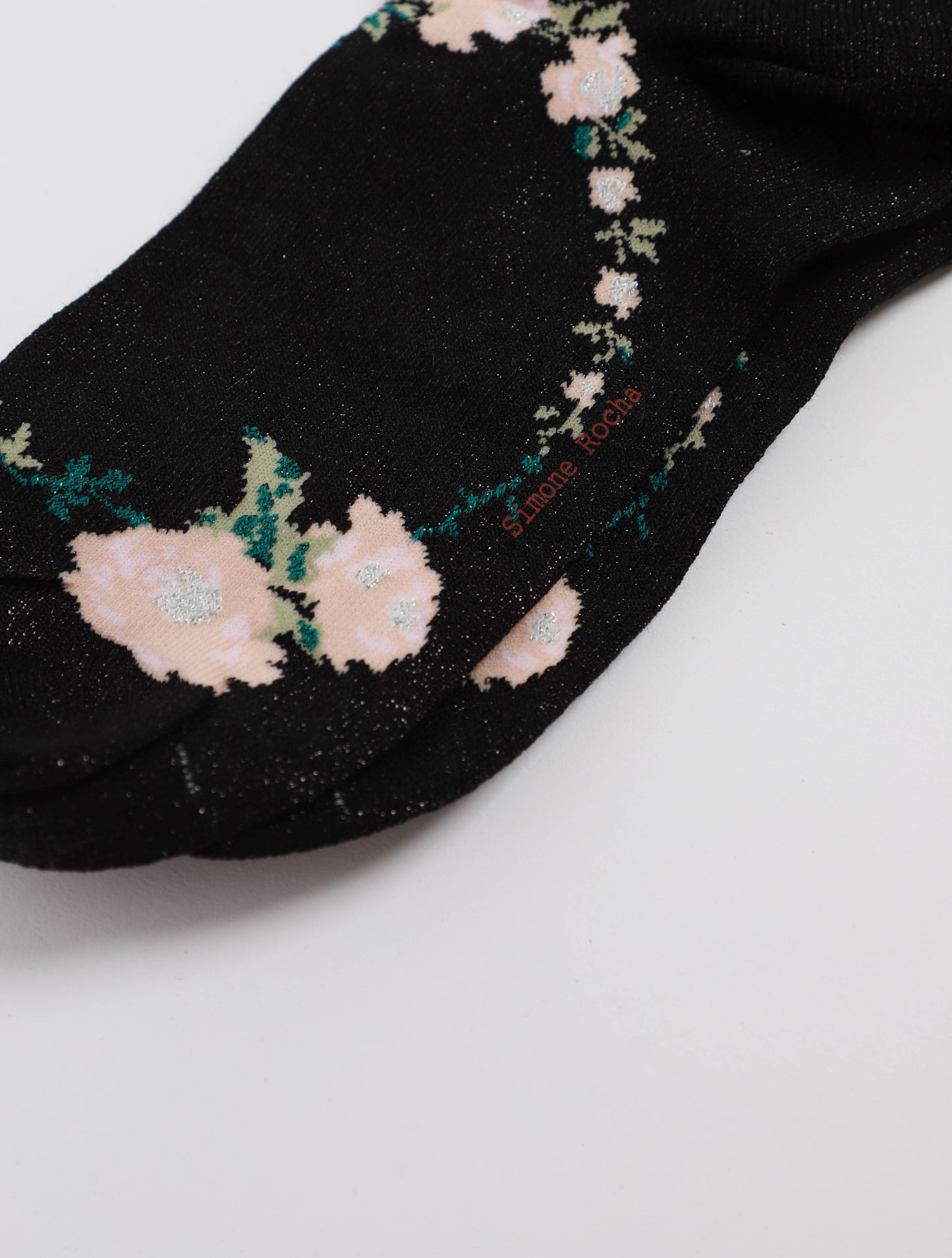 Lurex Jacquard Rosebud Socks