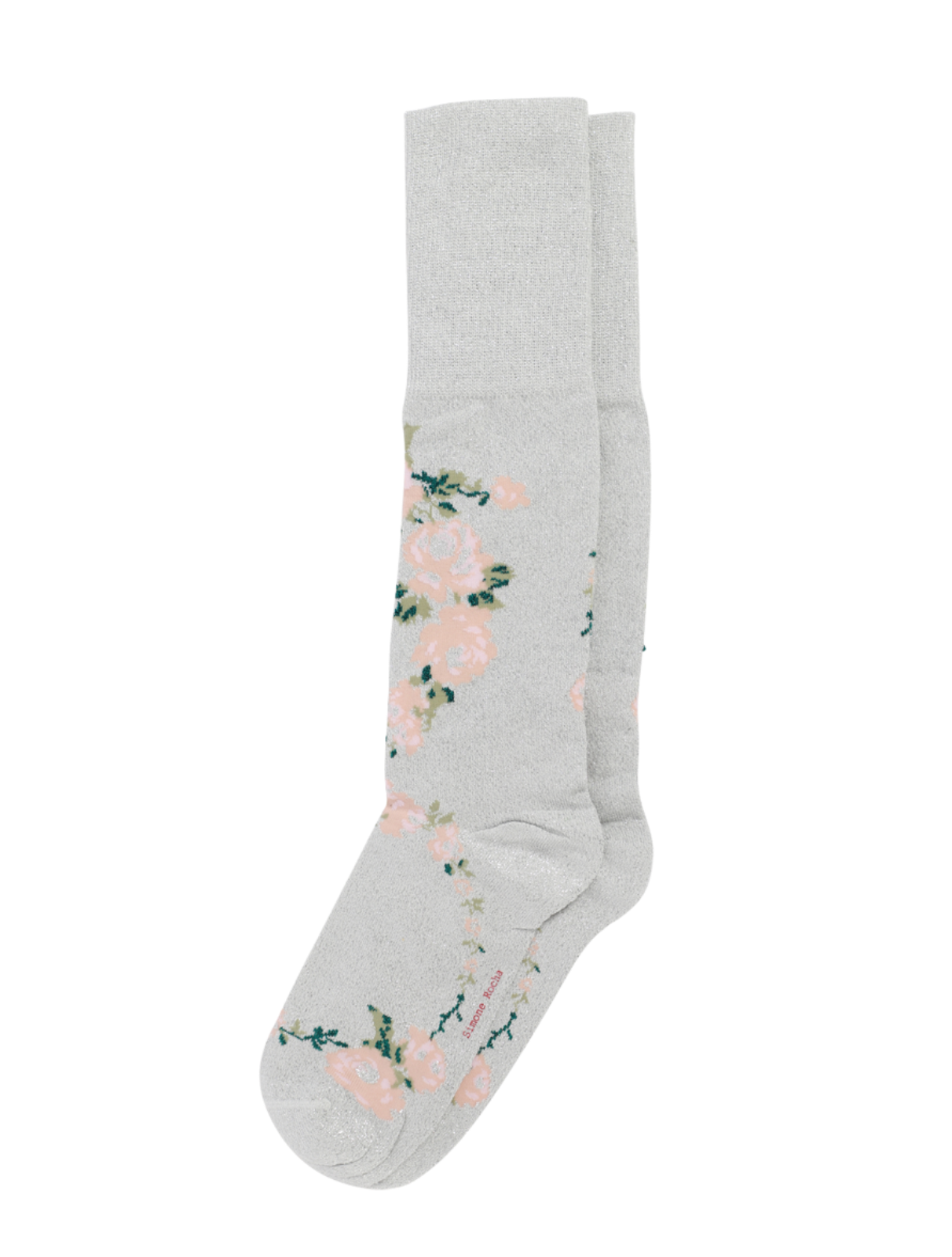 simone-rocha-lurex-jacquard-rosebud-socks-silver