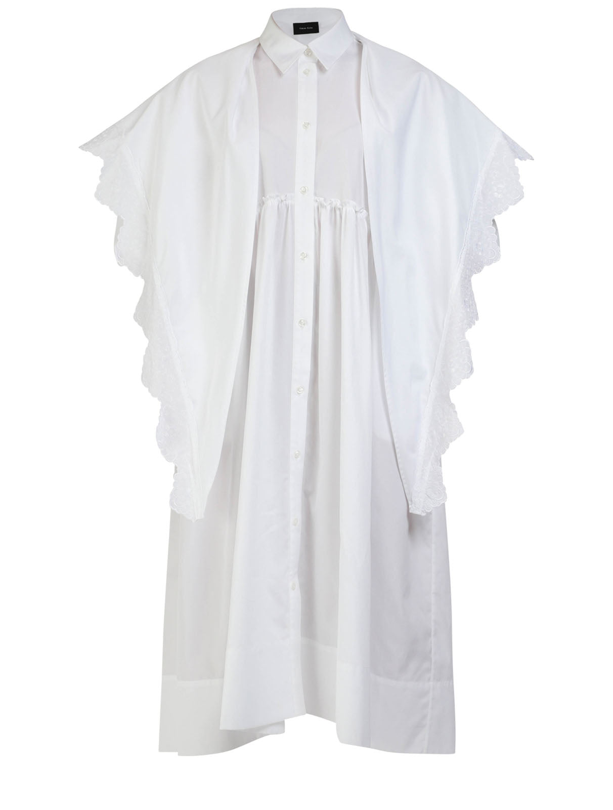 Pointed Collar Shirt Dress With Trim