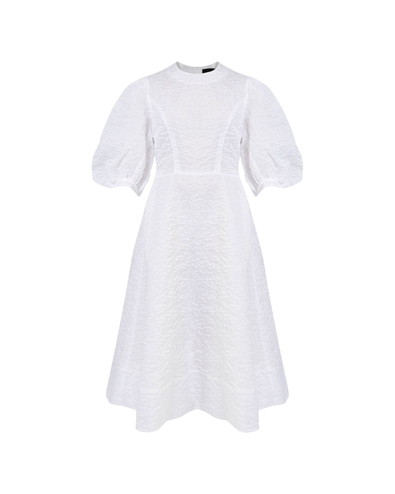 simone-rocha-puff-sleeve-fitted-dress-white