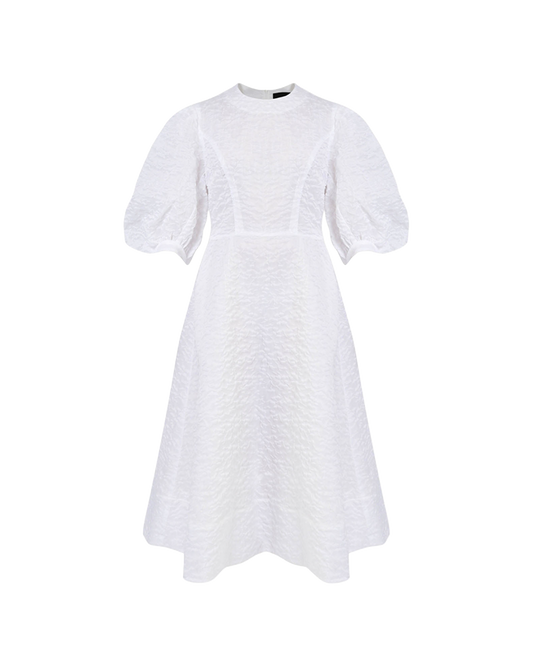 simone-rocha-puff-sleeve-fitted-dress-white