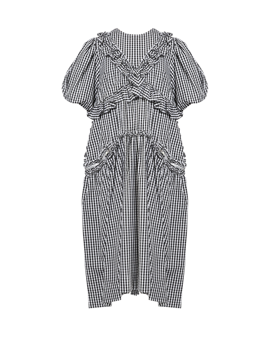 simone-rocha-puff-sleeve-pocke-dress-gingham