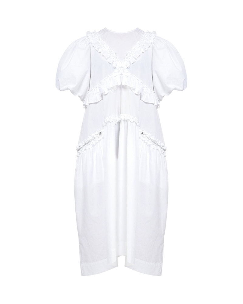 simone-rocha-puff-sleeve-pocke-dress-white