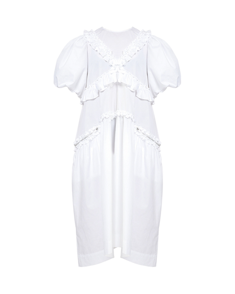 simone-rocha-puff-sleeve-pocke-dress-white