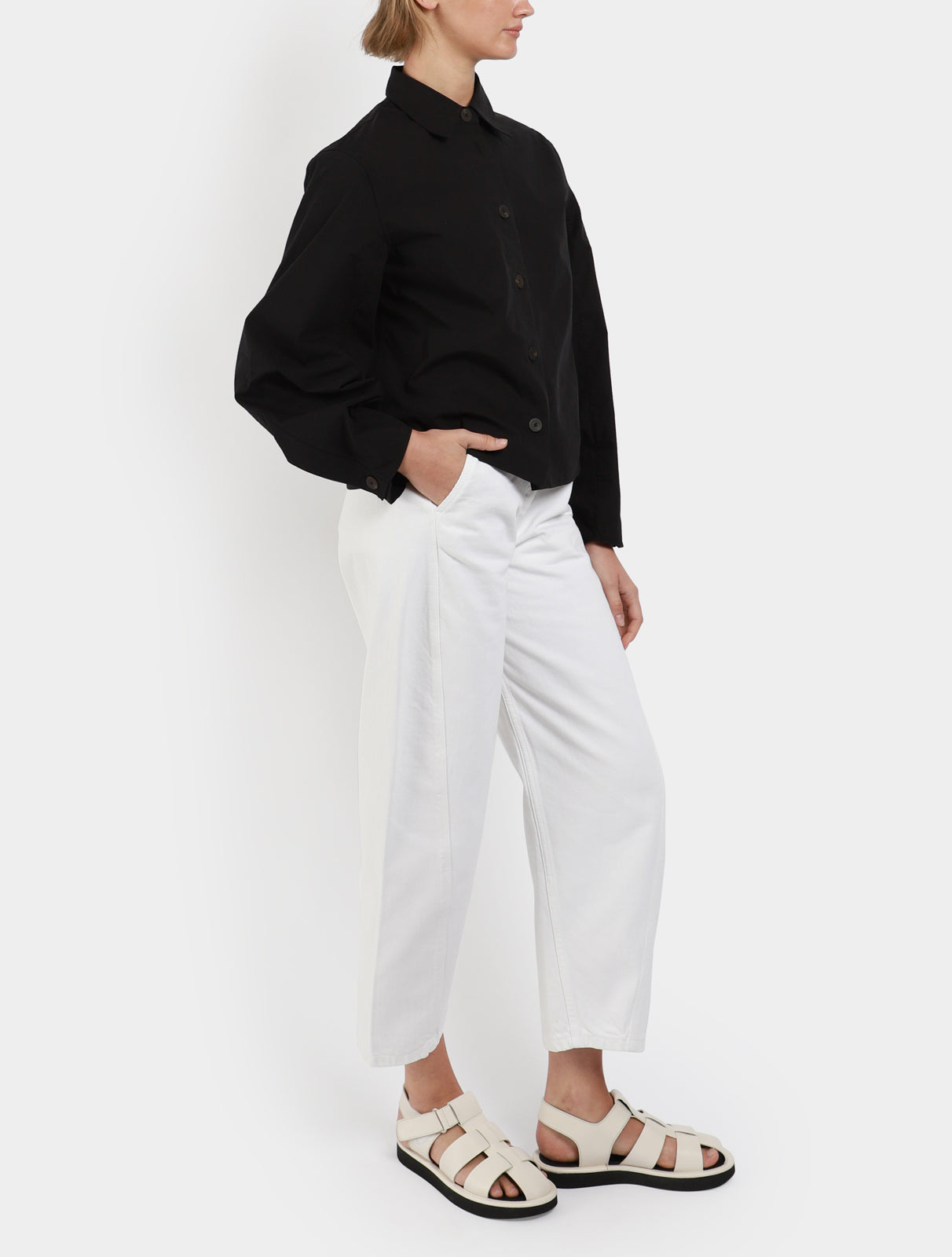 Mulder Curved Sleeve Cropped Shirt