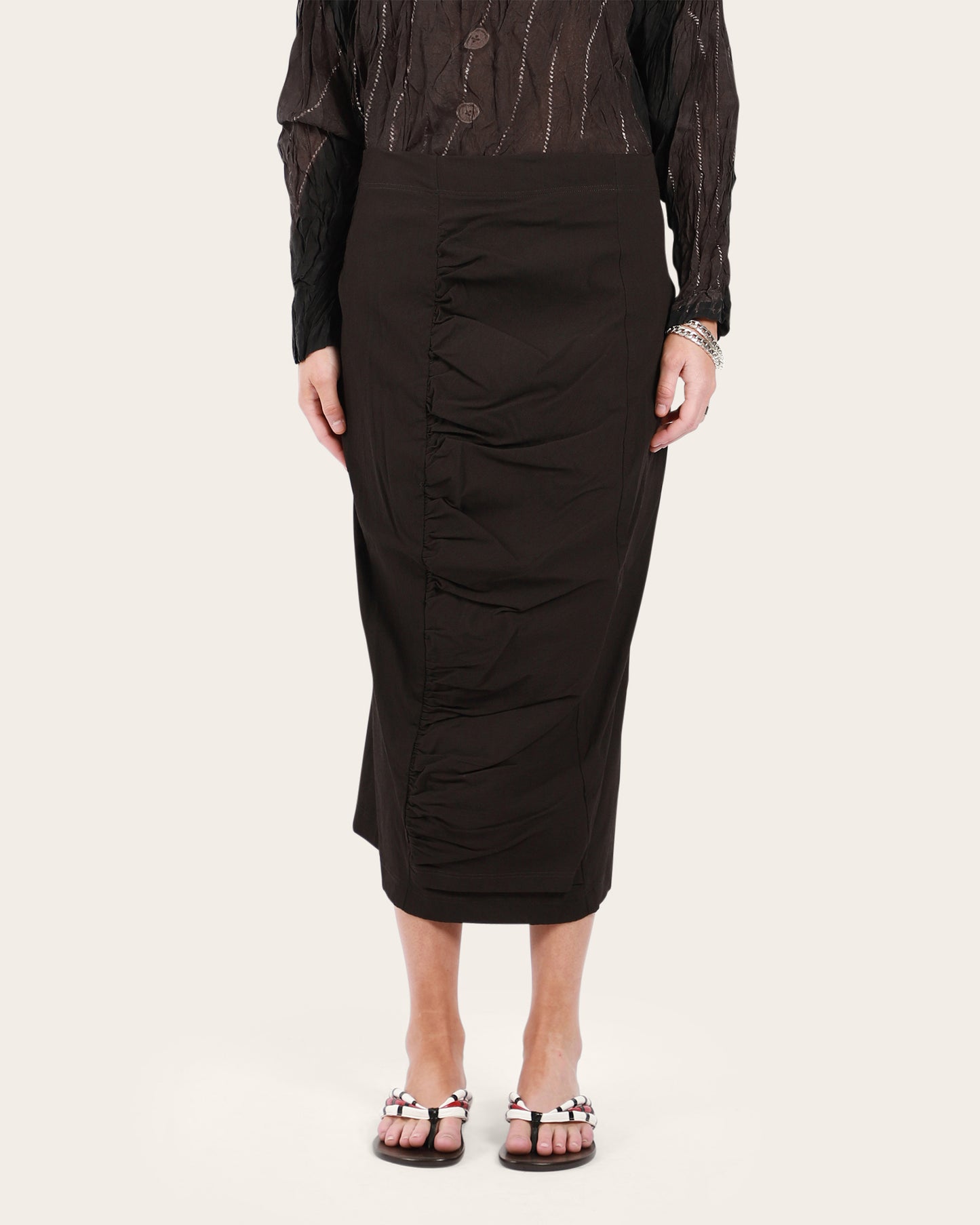 Rouched Front Panel Skirt