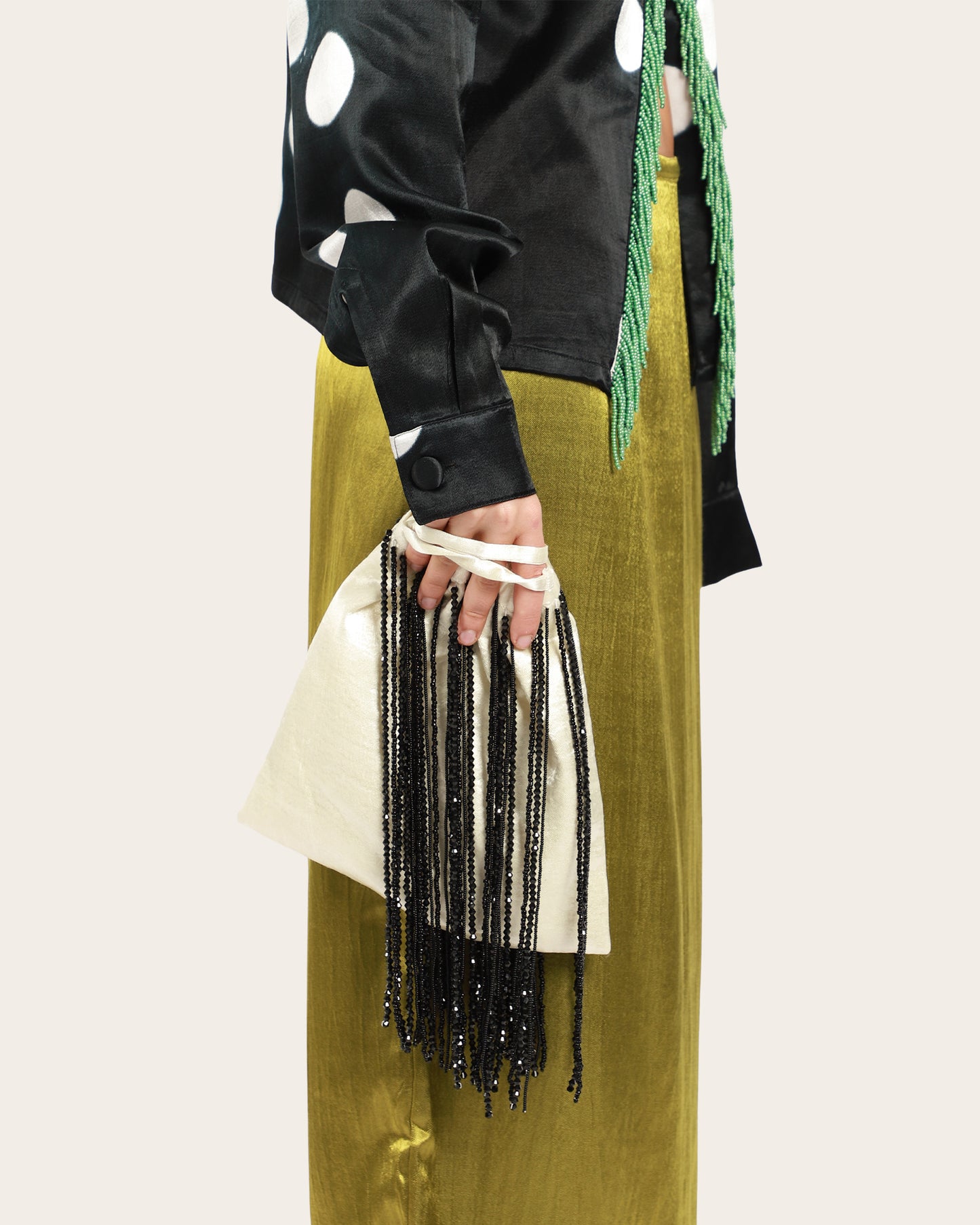 Beaded Fringe Wristlet Bag
