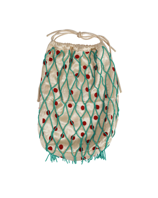 Beaded Net Bucket Bag