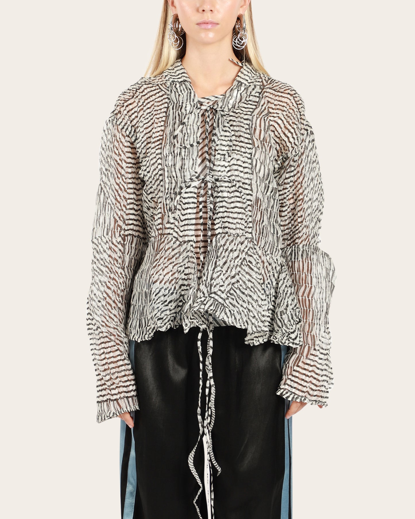 Striped Paneled Tie Top