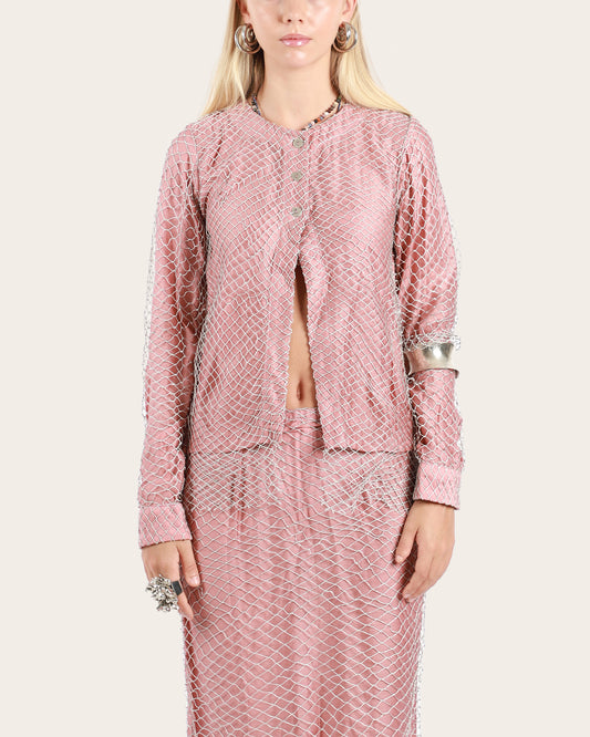 Metallic Net Cardigan