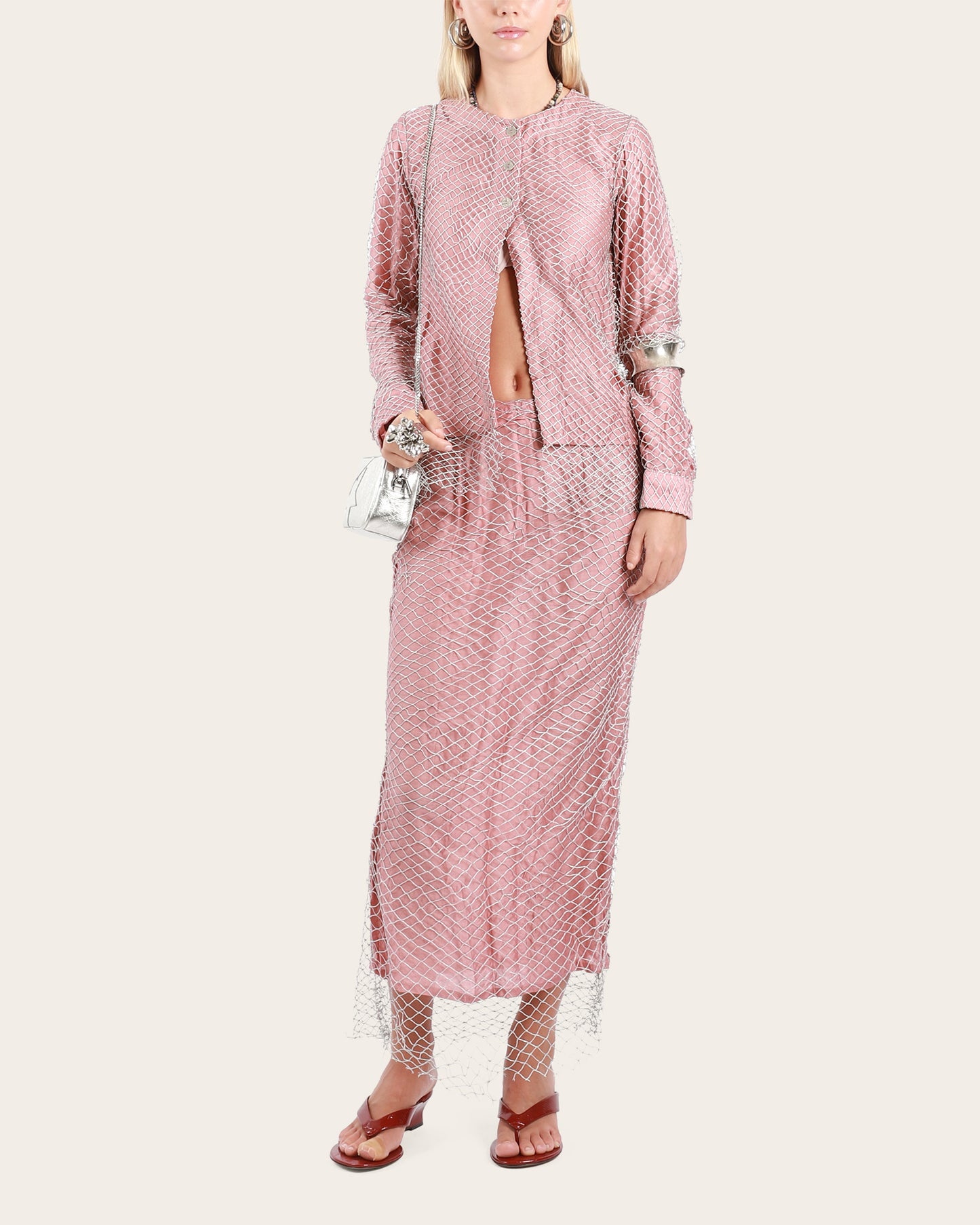 Metallic Net Cardigan