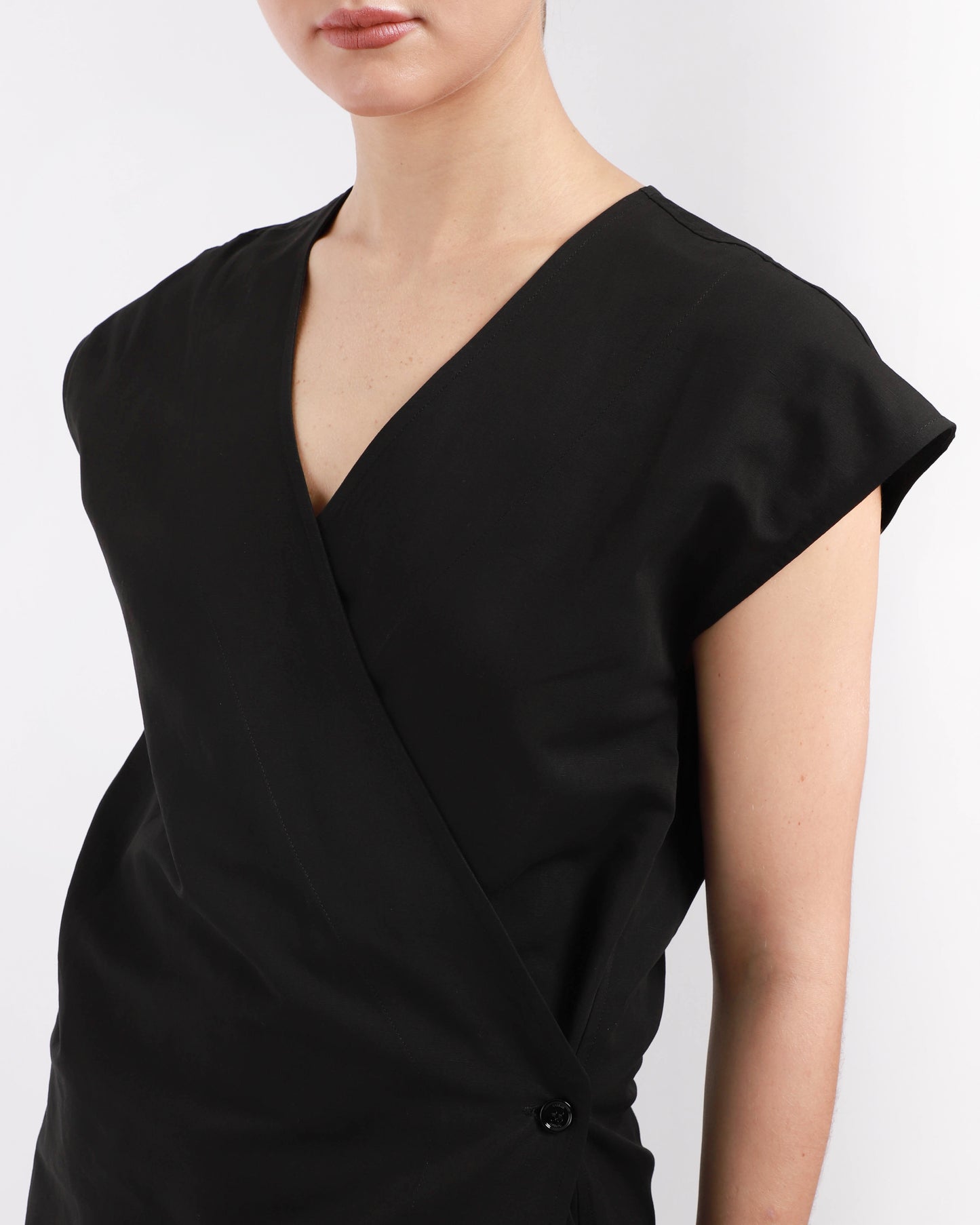 Short-Sleeve Wrap Blouse