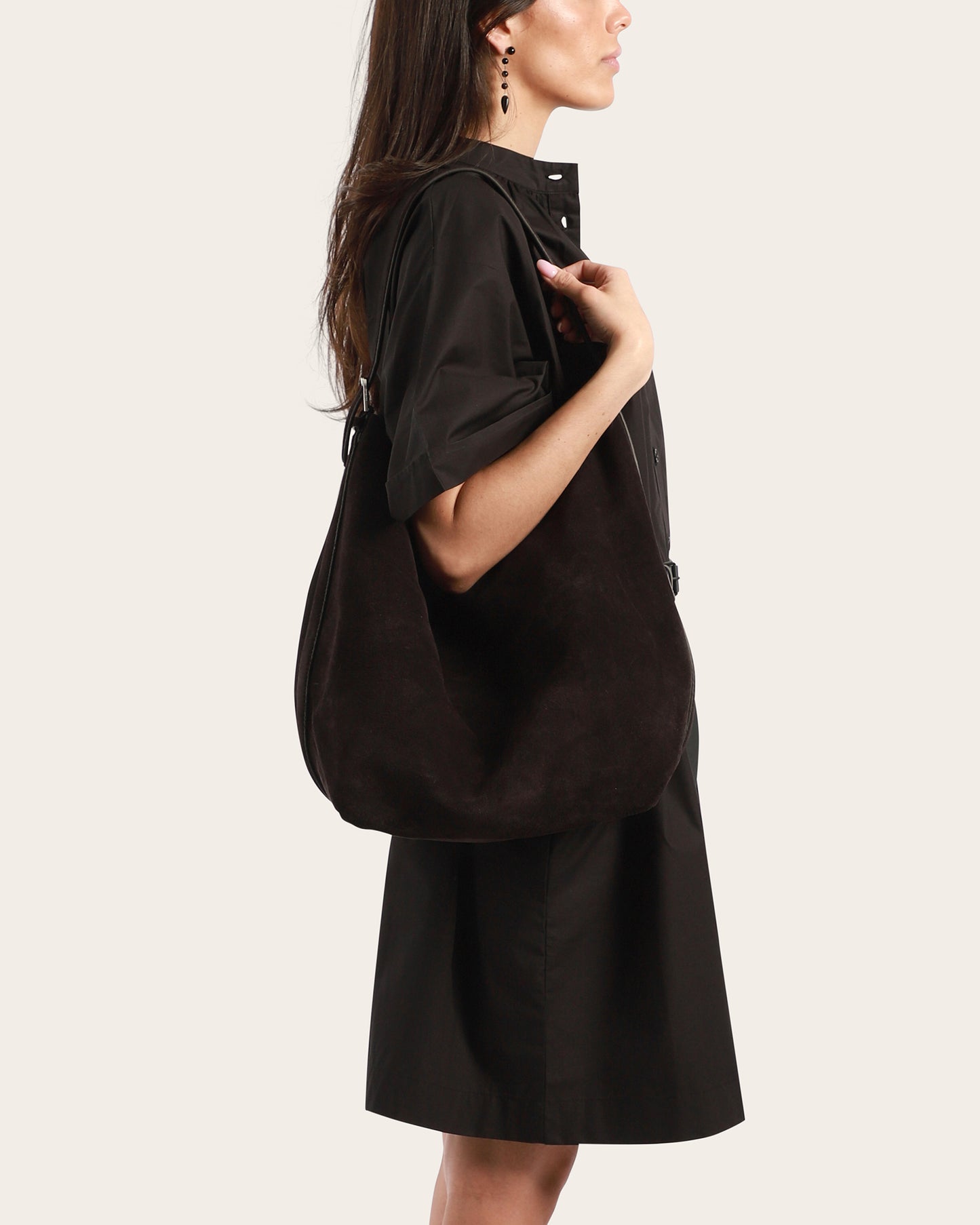 Suede Belted Tote
