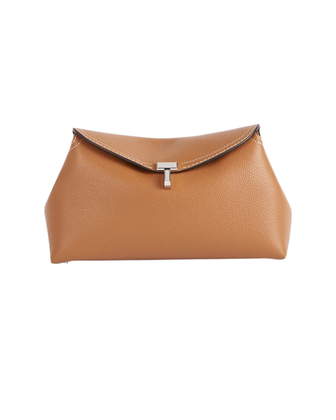 T-Lock Grained-Leather Clutch