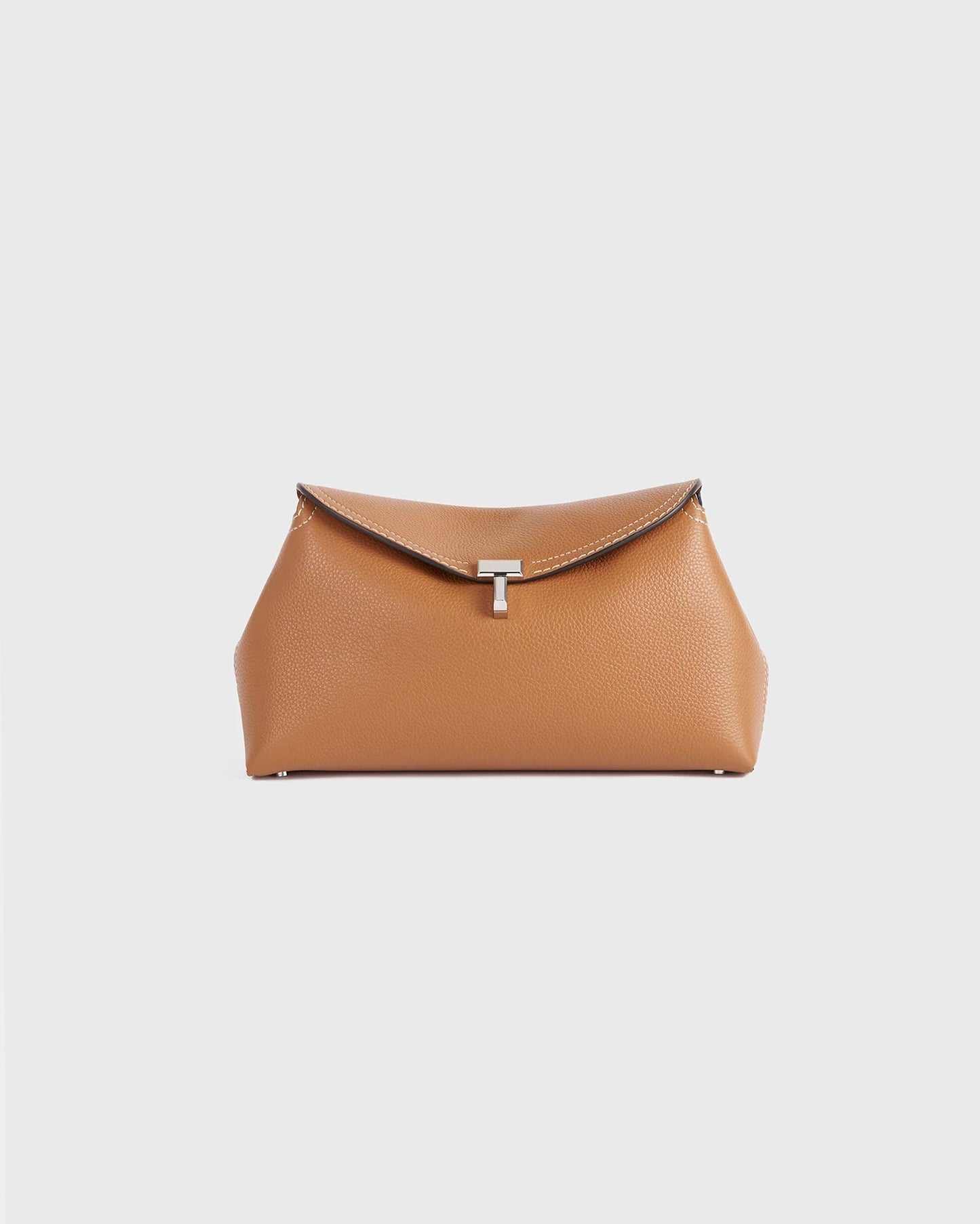 T-Lock Grained-Leather Clutch