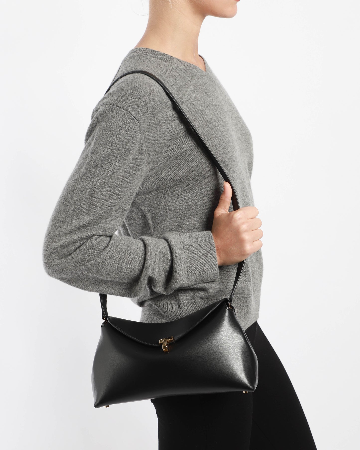 T-Lock Leather Clutch