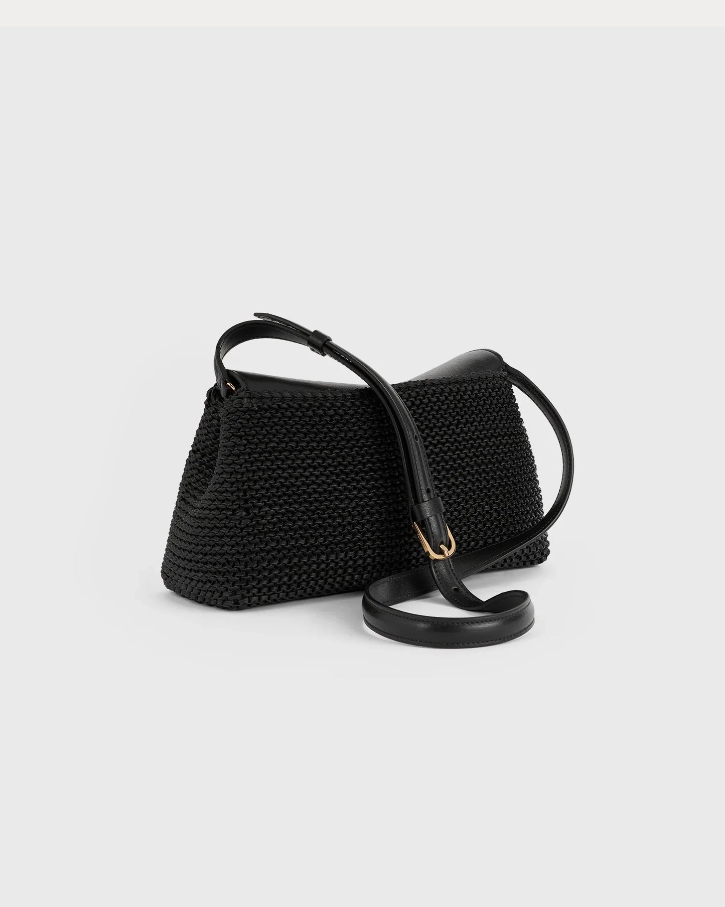 T-Lock Woven-Leather Clutch