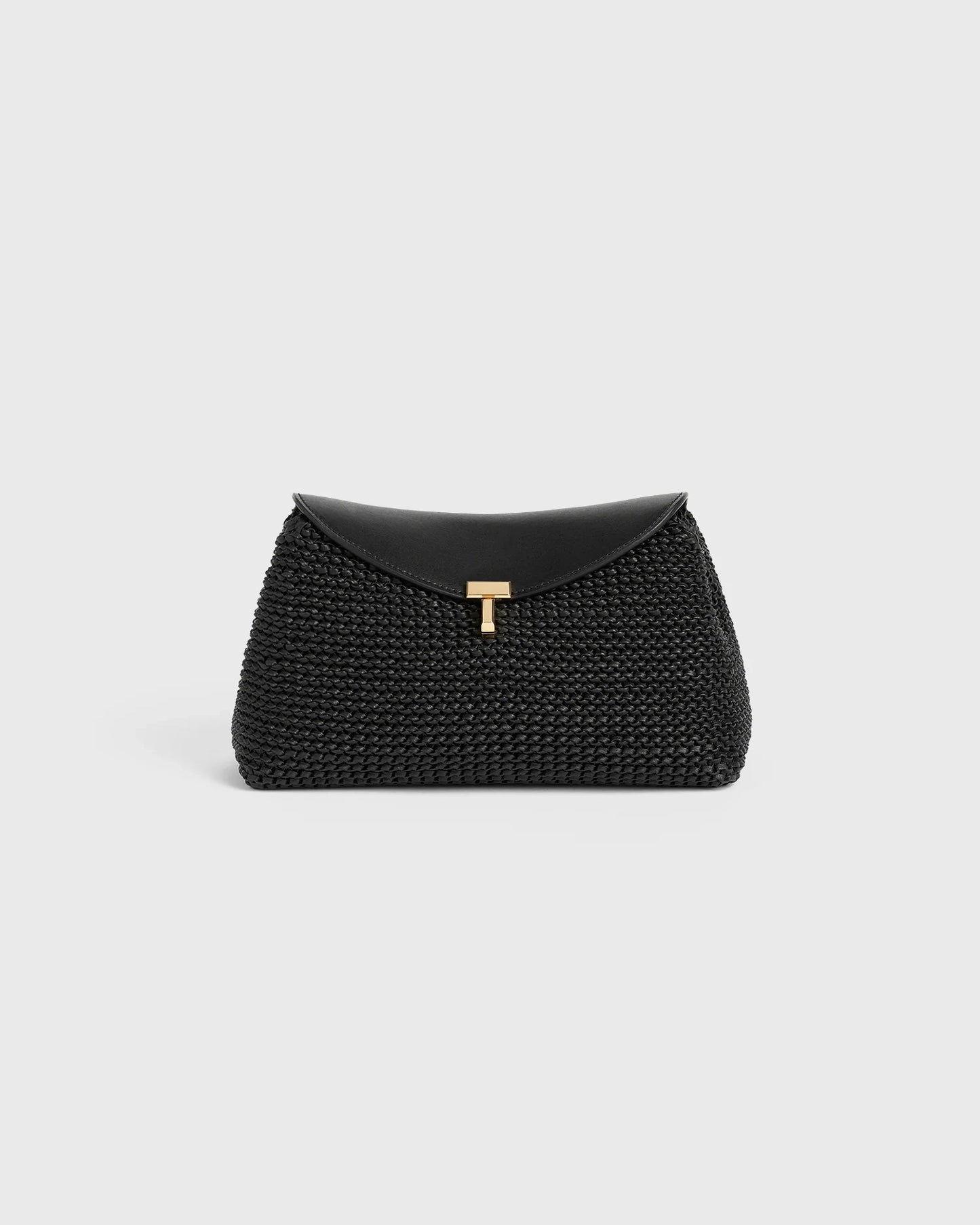 T-Lock Woven-Leather Clutch