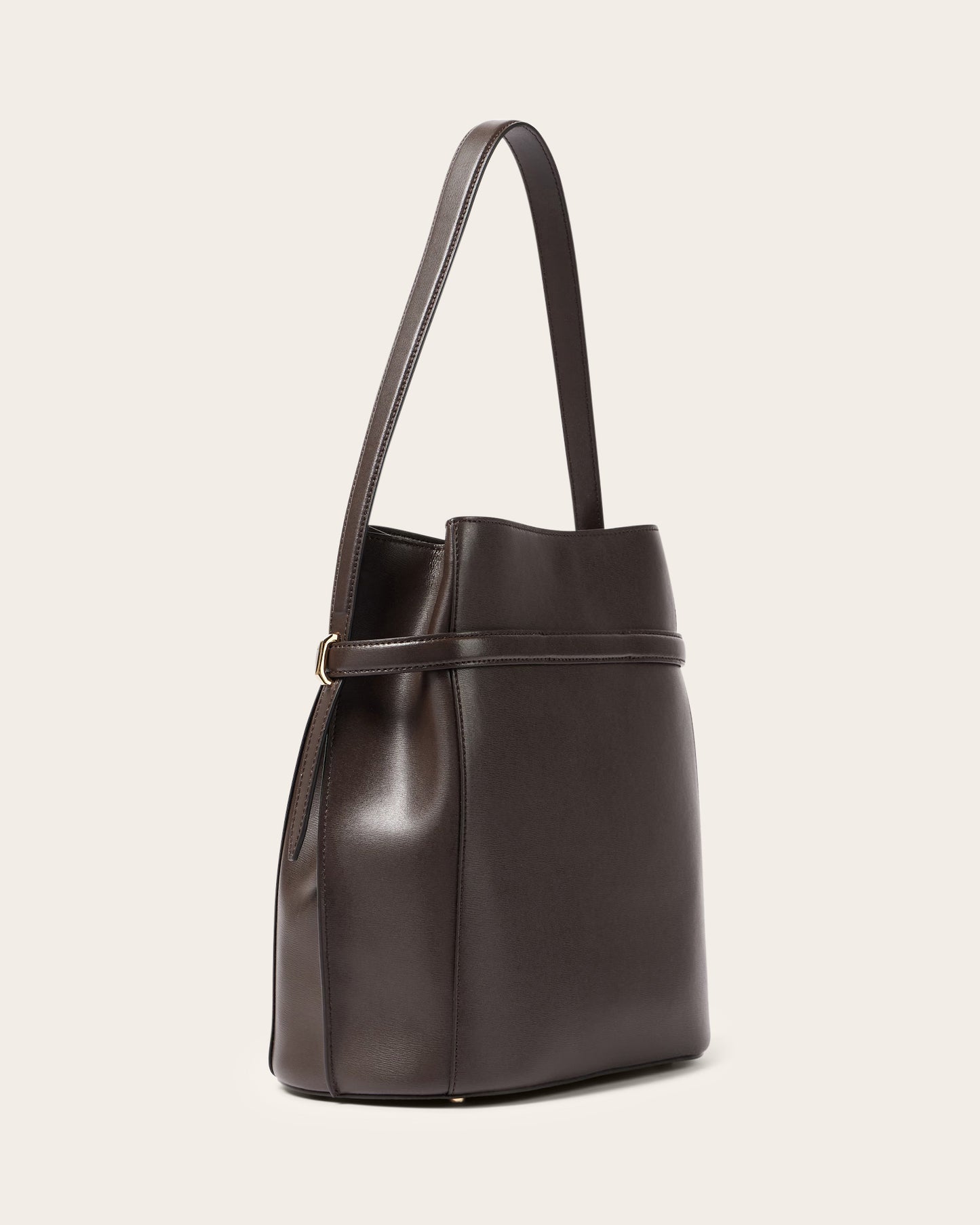 Belted Leather Bucket Bag
