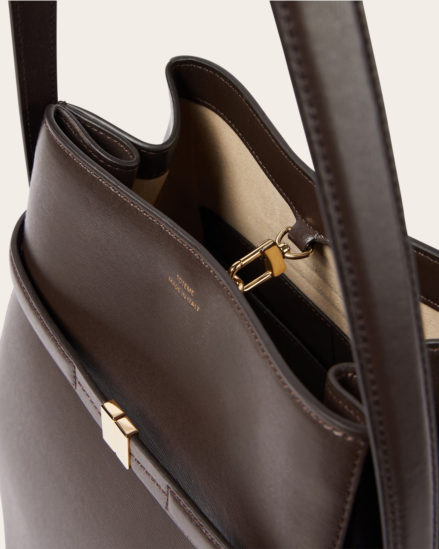 Belted Leather Bucket Bag