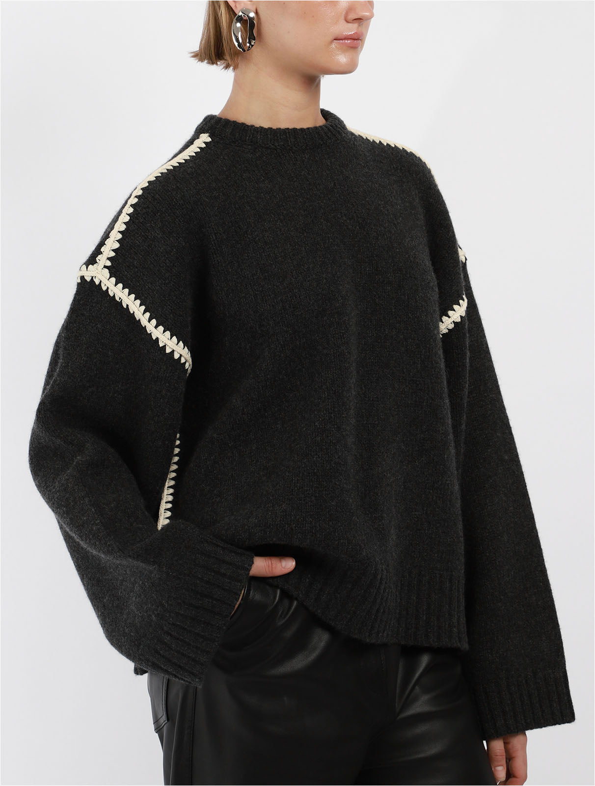 Embroidered Wool Cashmere Knit Jumper