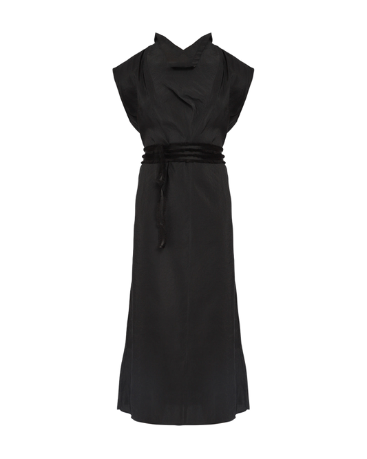 toteme-folded-neck-dress-black