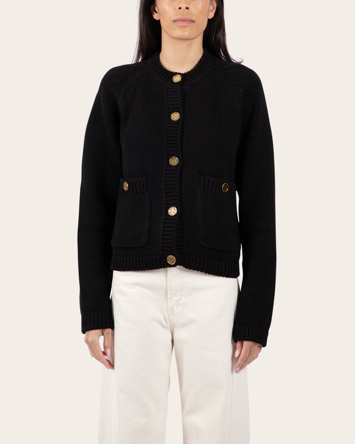 Hammered button cotton cardigan