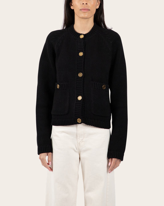 Hammered button cotton cardigan