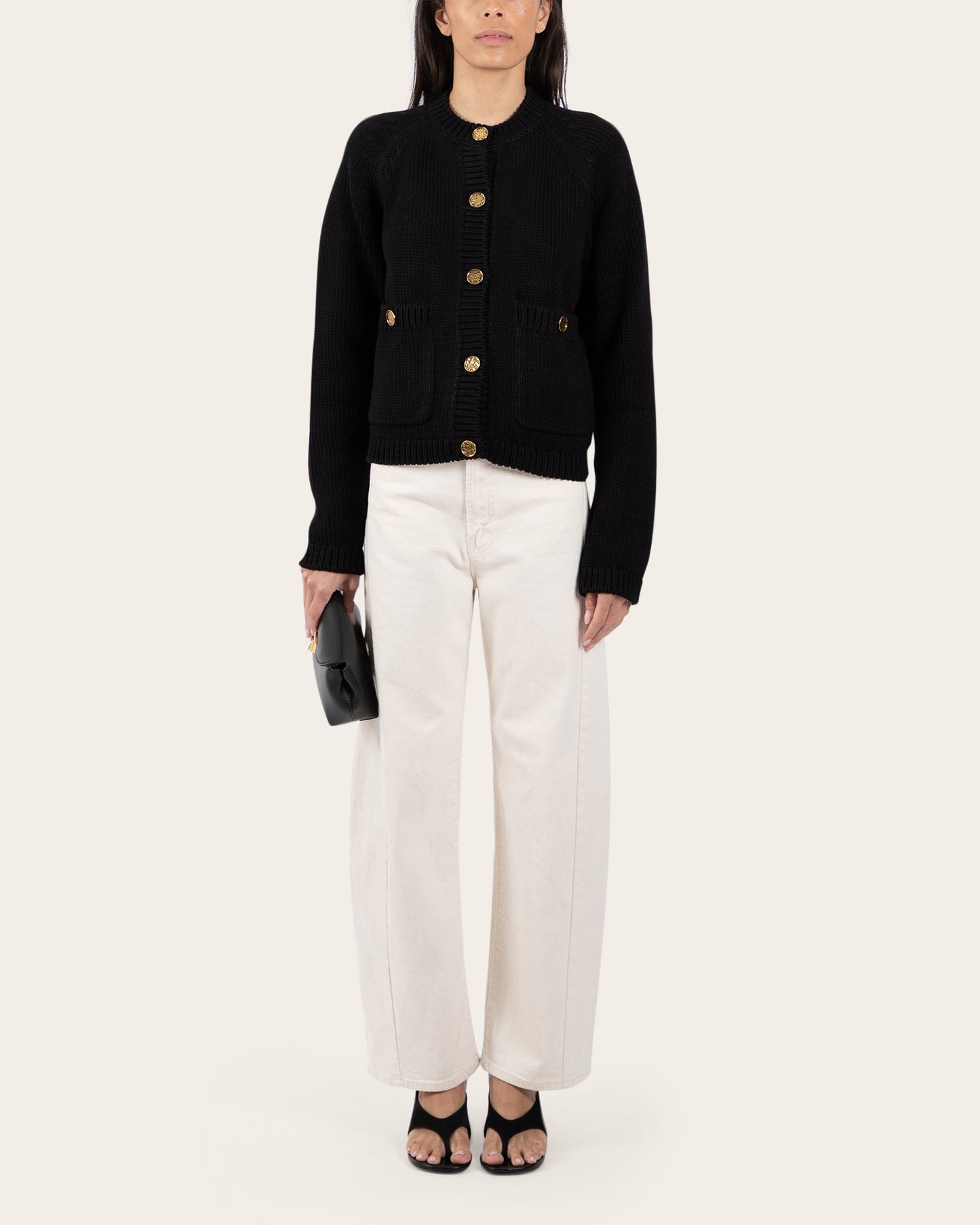 Hammered button cotton cardigan