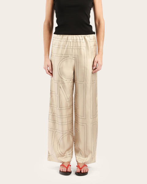 Monogram Silk Pj Bottoms