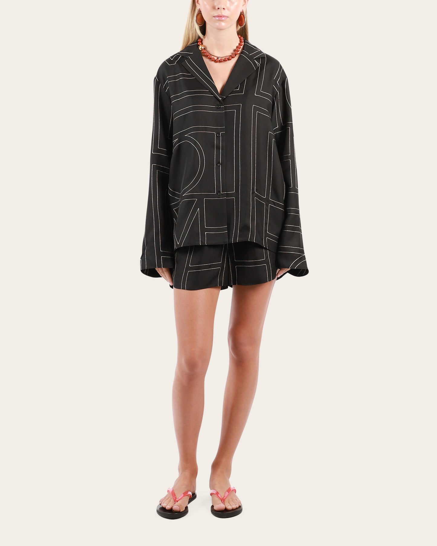 Monogram Silk PJ Top