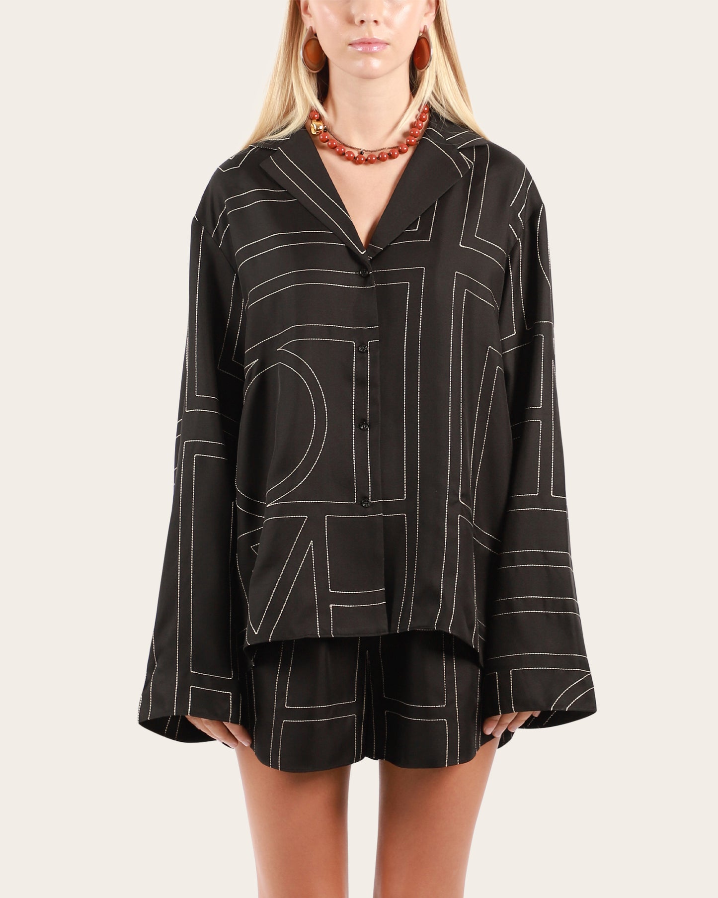 Monogram Silk PJ Top